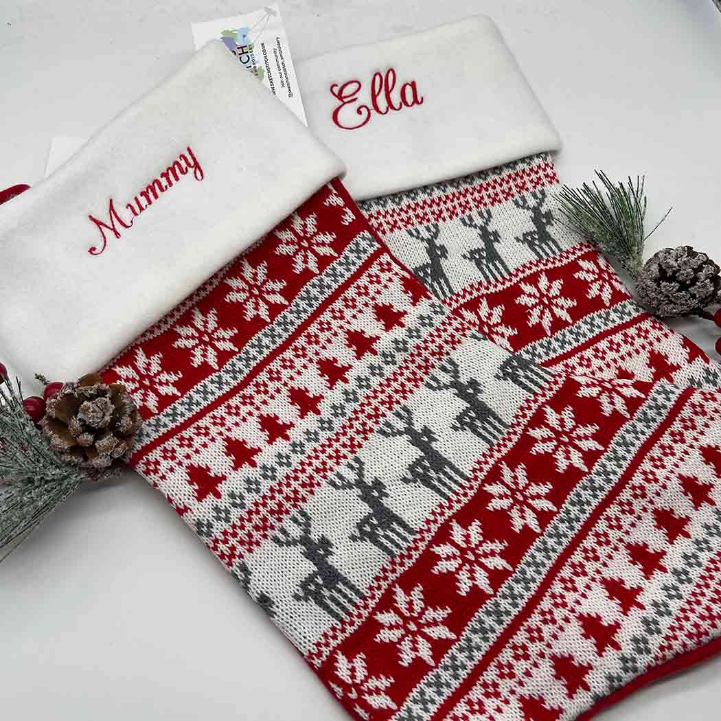 Personalised Reindeer Christmas Stockings - Sketch & Stitch