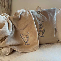 Personalised pet photo outline blanket - Sketch & Stitch