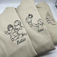 Father's Day men's hoodie personalised portrait outline - left chest