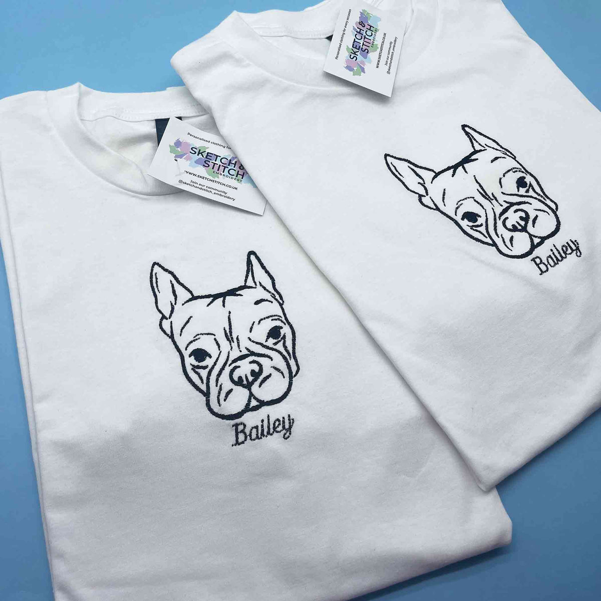 Adult t-shirt personalised dog outline - Sketch & Stitch