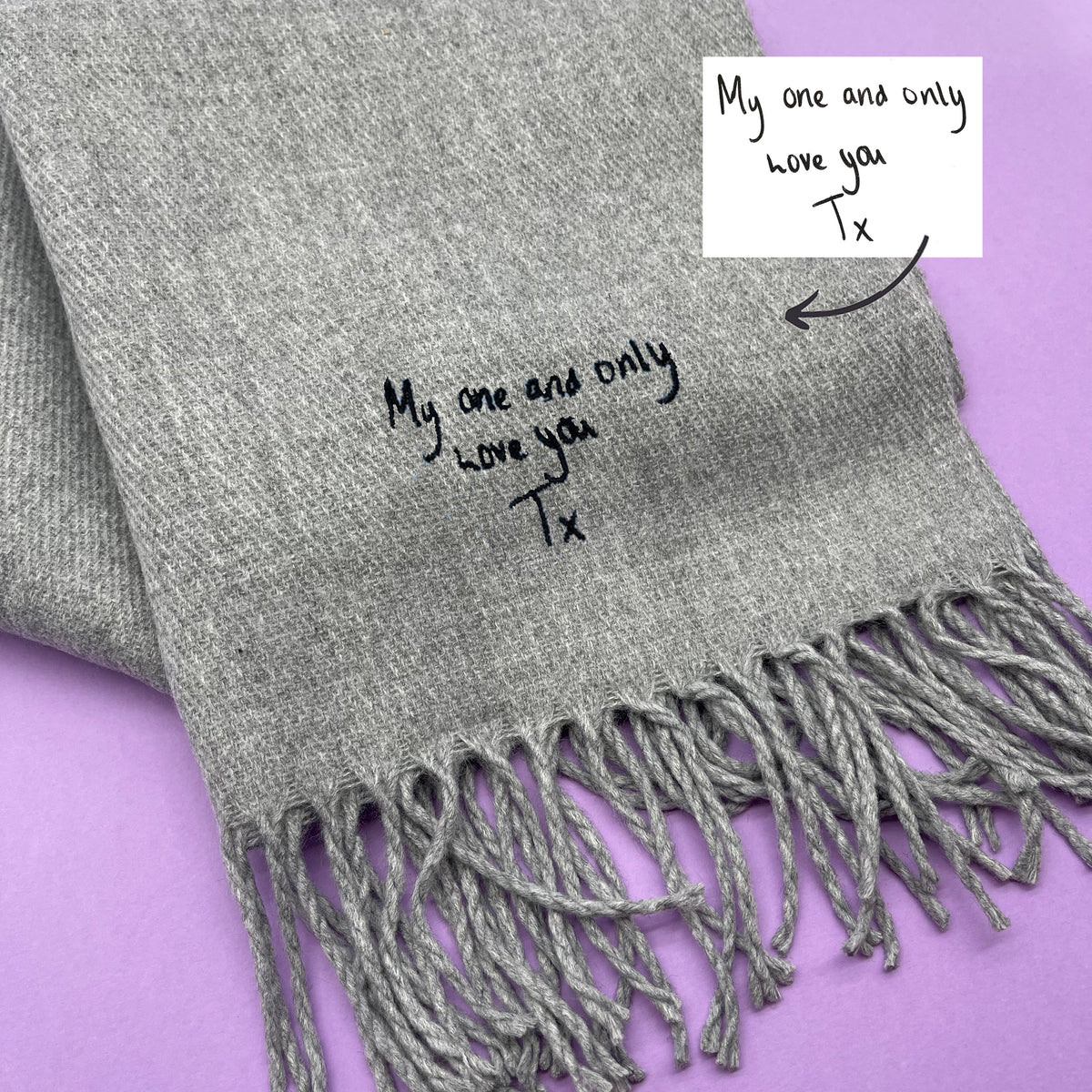 Unisex classic scarf personalised message