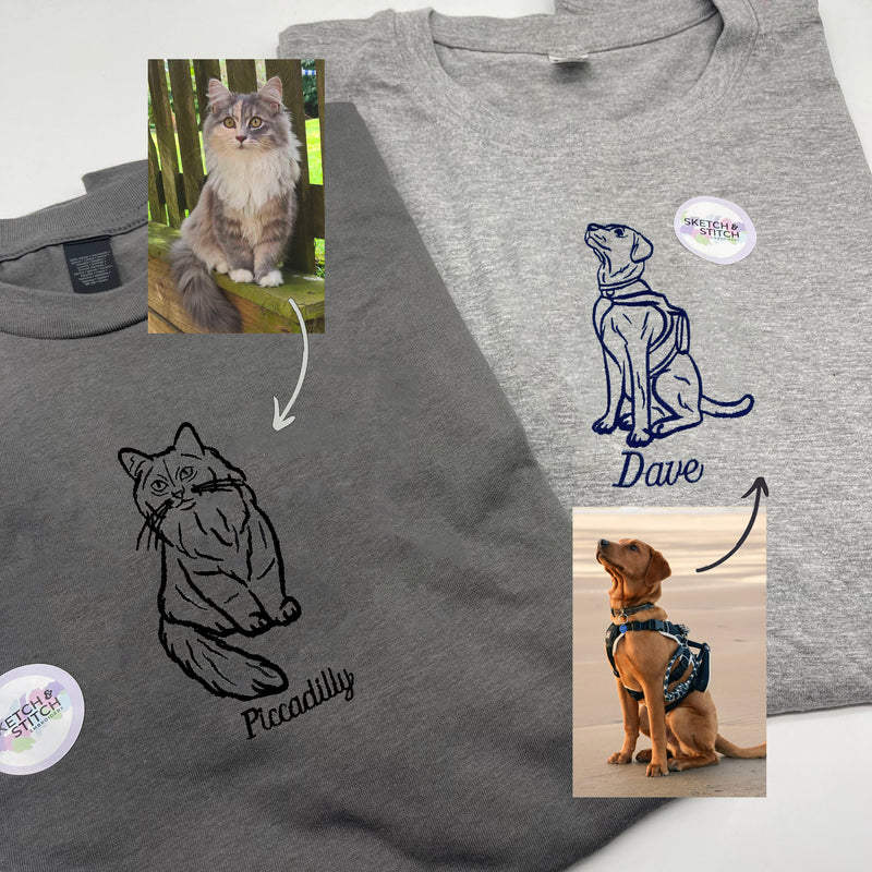 Adult t-shirt personalised pet outline
