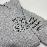 Father's Day men's hoodie personalised portrait outline - left chest - Sketch & Stitch