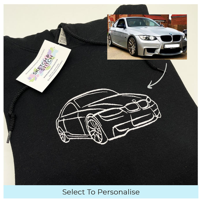 Adult hoodie personalised car and motorbike photo outline