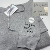 Adult hoodie personalised handwriting message