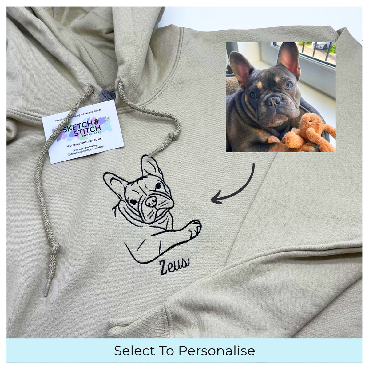 Customised Embroidered Outline Stitch Adult Hoodie – Sofia Marino Ltd T/A  Sketch & Stitch