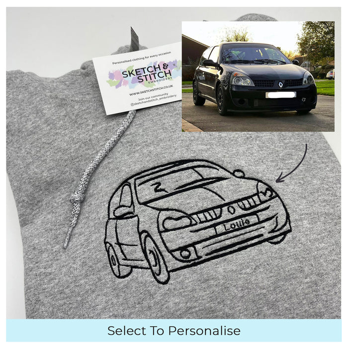 Adult hoodie personalised car and motorbike photo outline