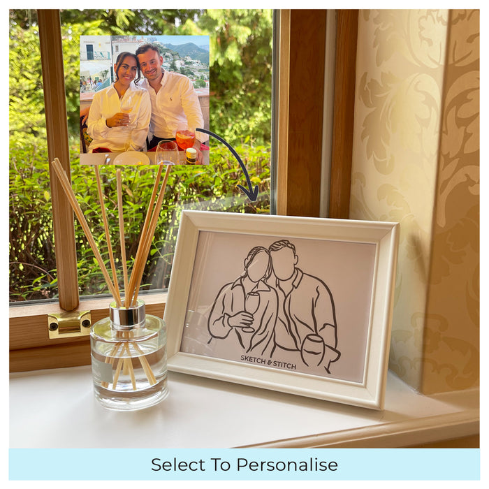 Personalised photo outline framed illustration