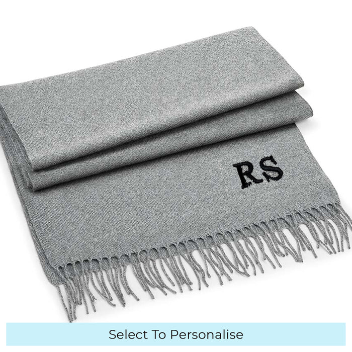 Unisex classic woven scarf personalised initials