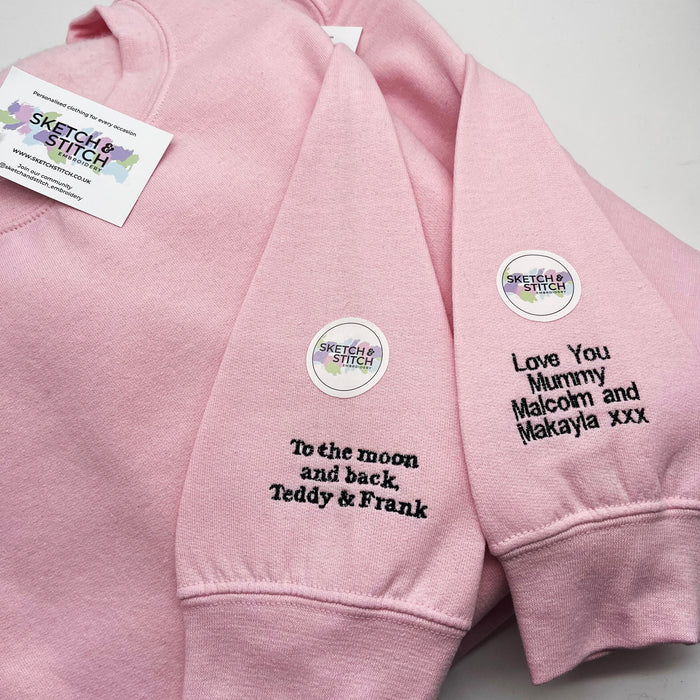 Adult sweatshirt personalised sleeve text