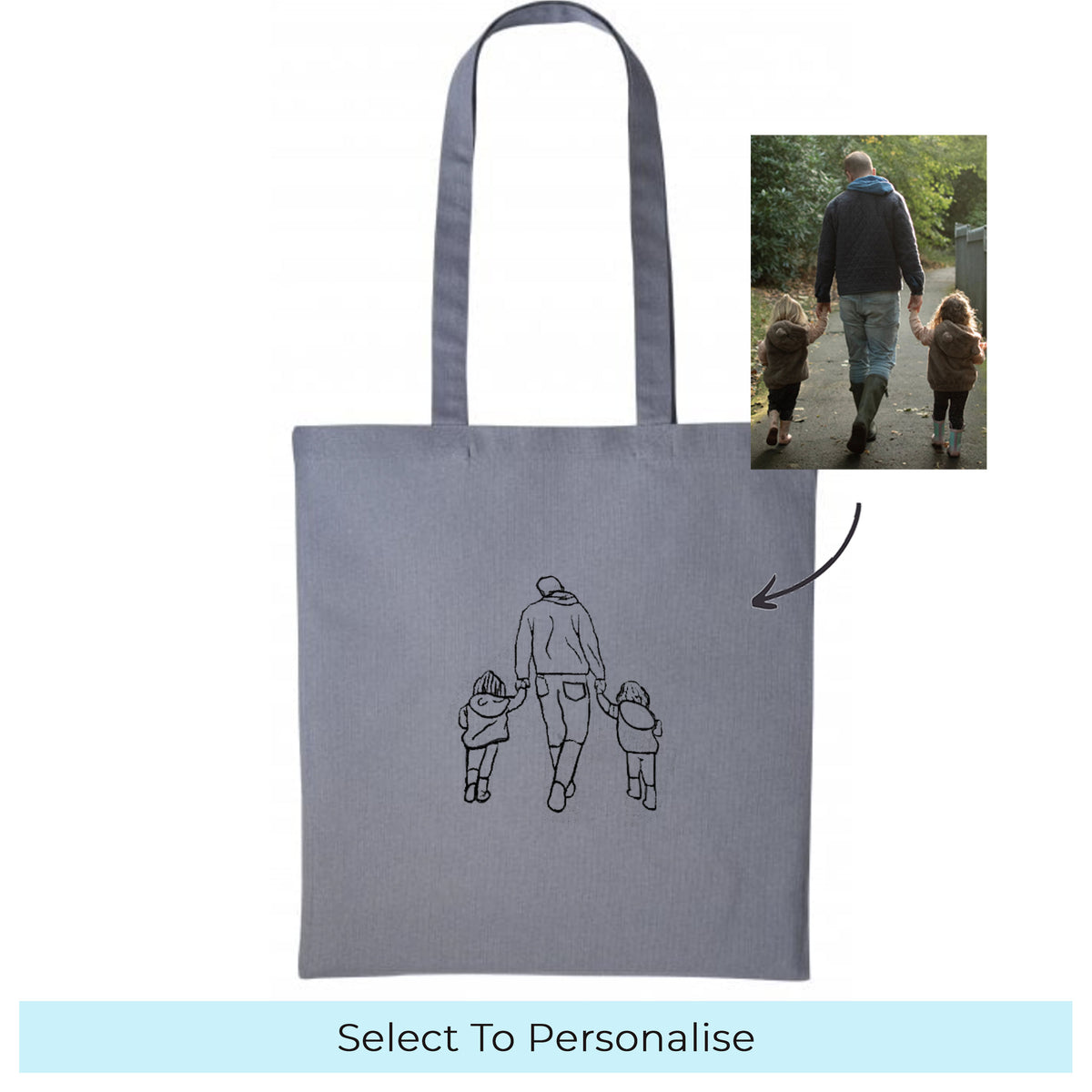 Tote bag personalised photo outline