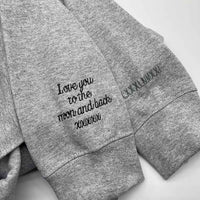 Adult sweatshirt personalised sleeve text