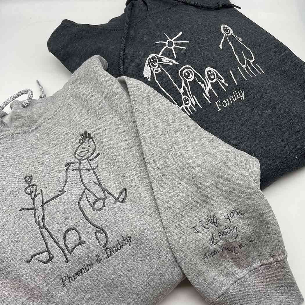 Adult hoodie personalised kids drawing