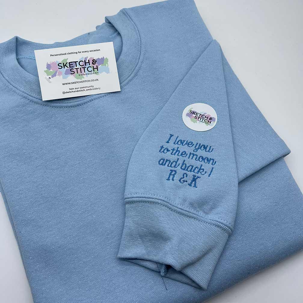Adult sweatshirt personalised sleeve text - Sketch & Stitch