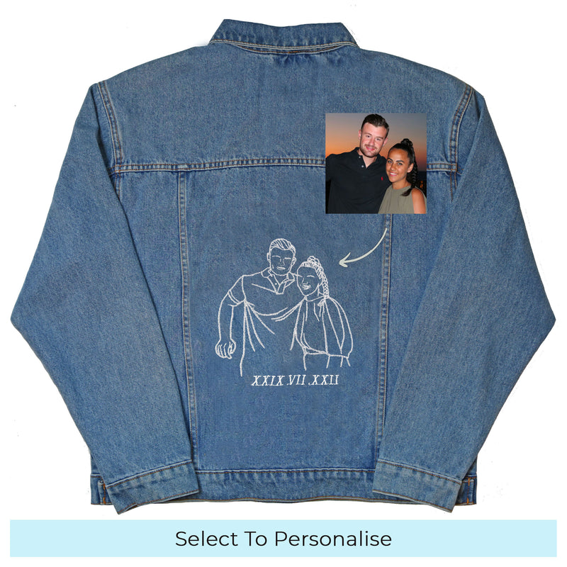 Women's denim jacket personalised photo outline