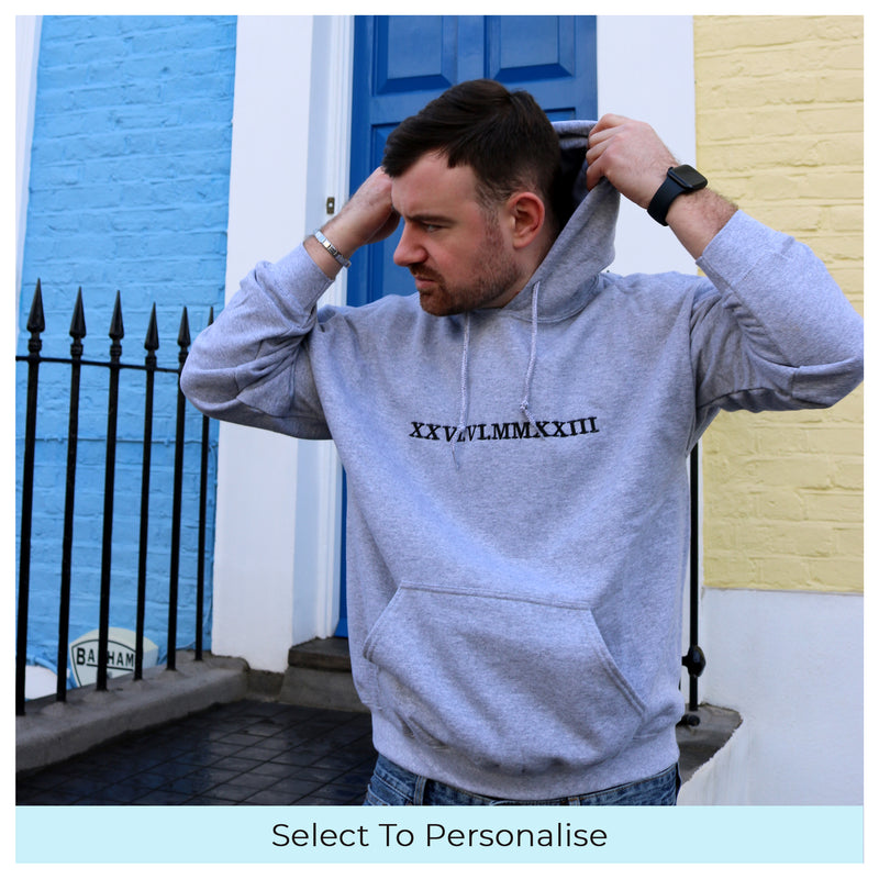 Adult hoodie personalised roman numerals