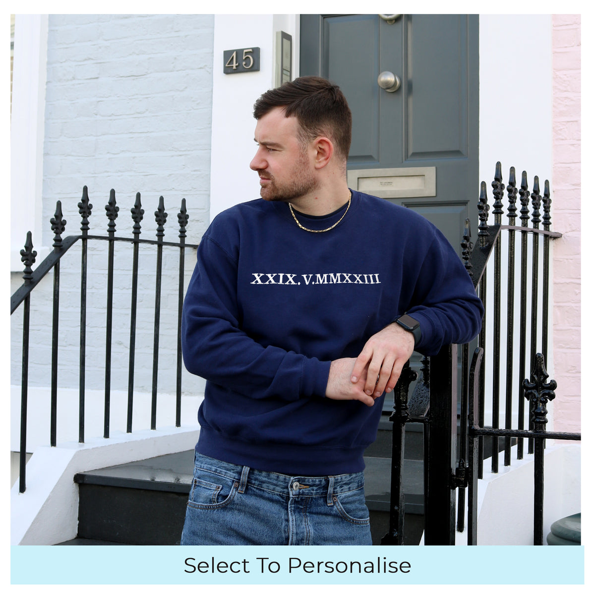 Adult sweatshirt personalised roman numerals