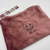 Pet portrait velvet accessory pouch - Sketch & Stitch