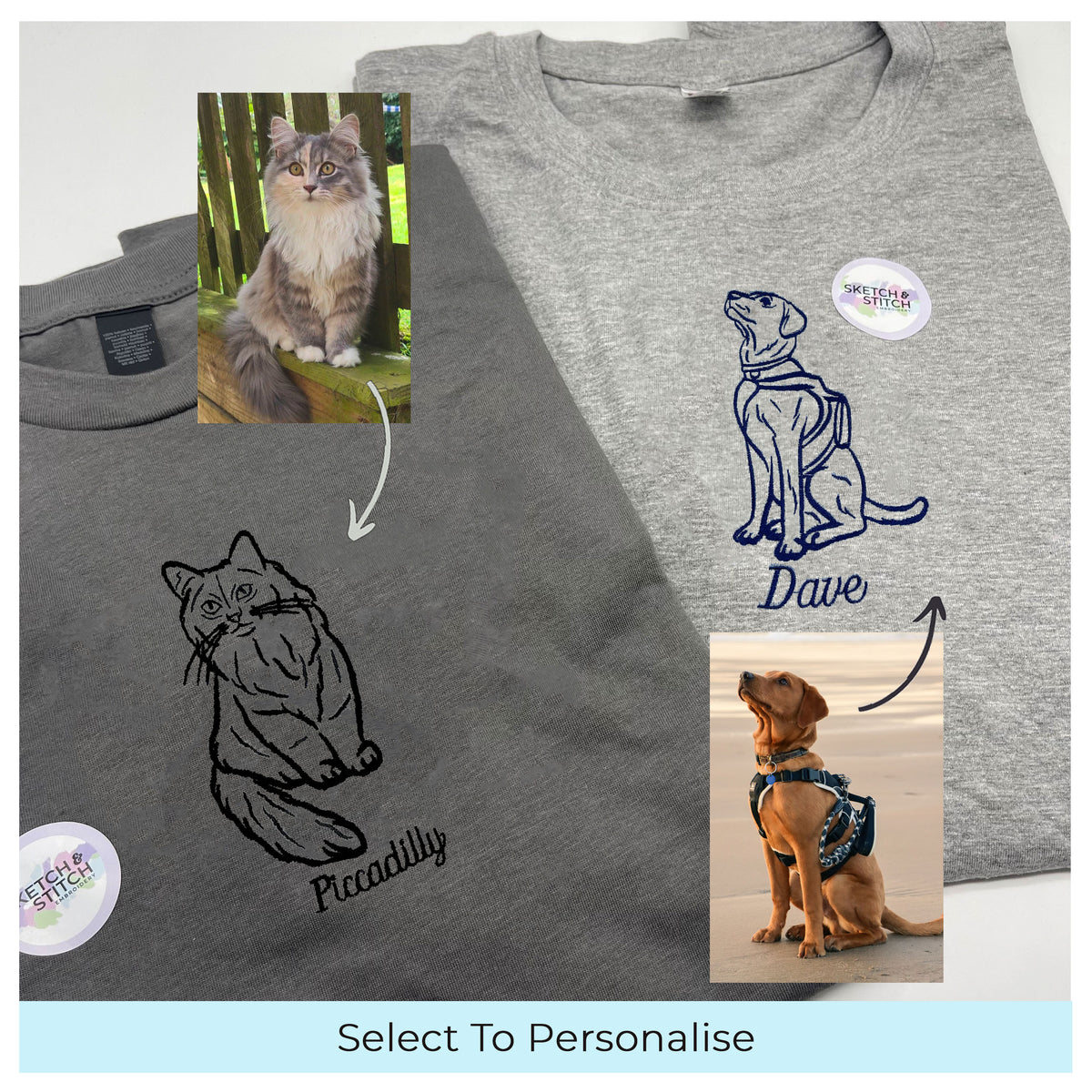 Adult t-shirt personalised pet outline