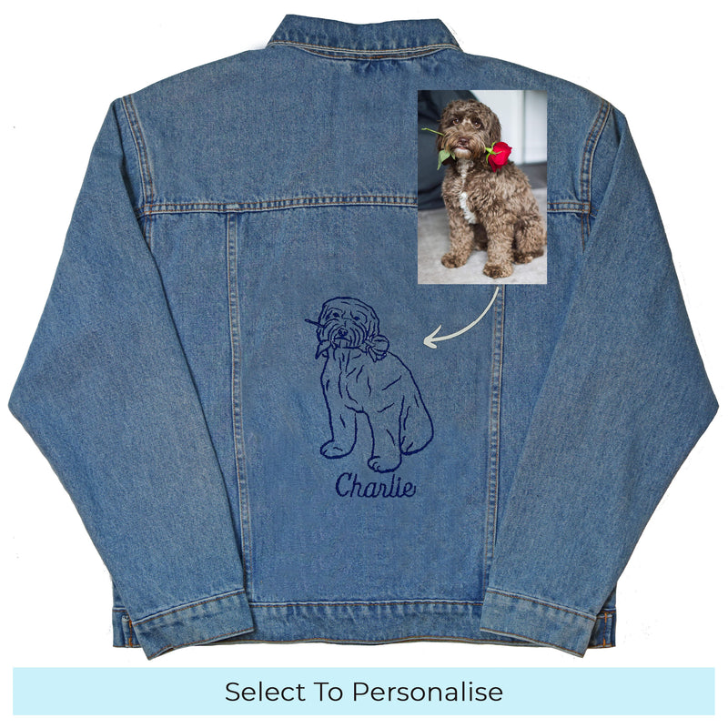 Women's denim jacket personalised pet photo outline