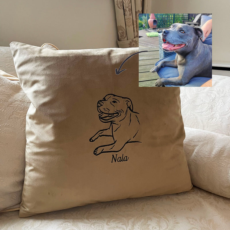 Personalised photo outline pet cushion