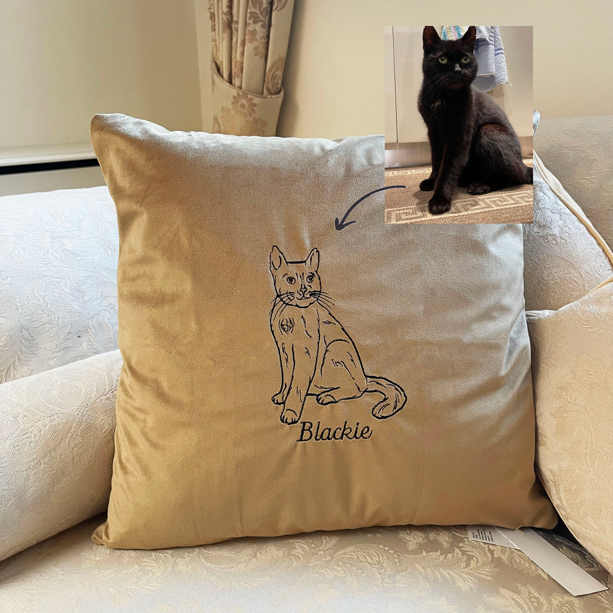 Personalised photo outline pet cushion