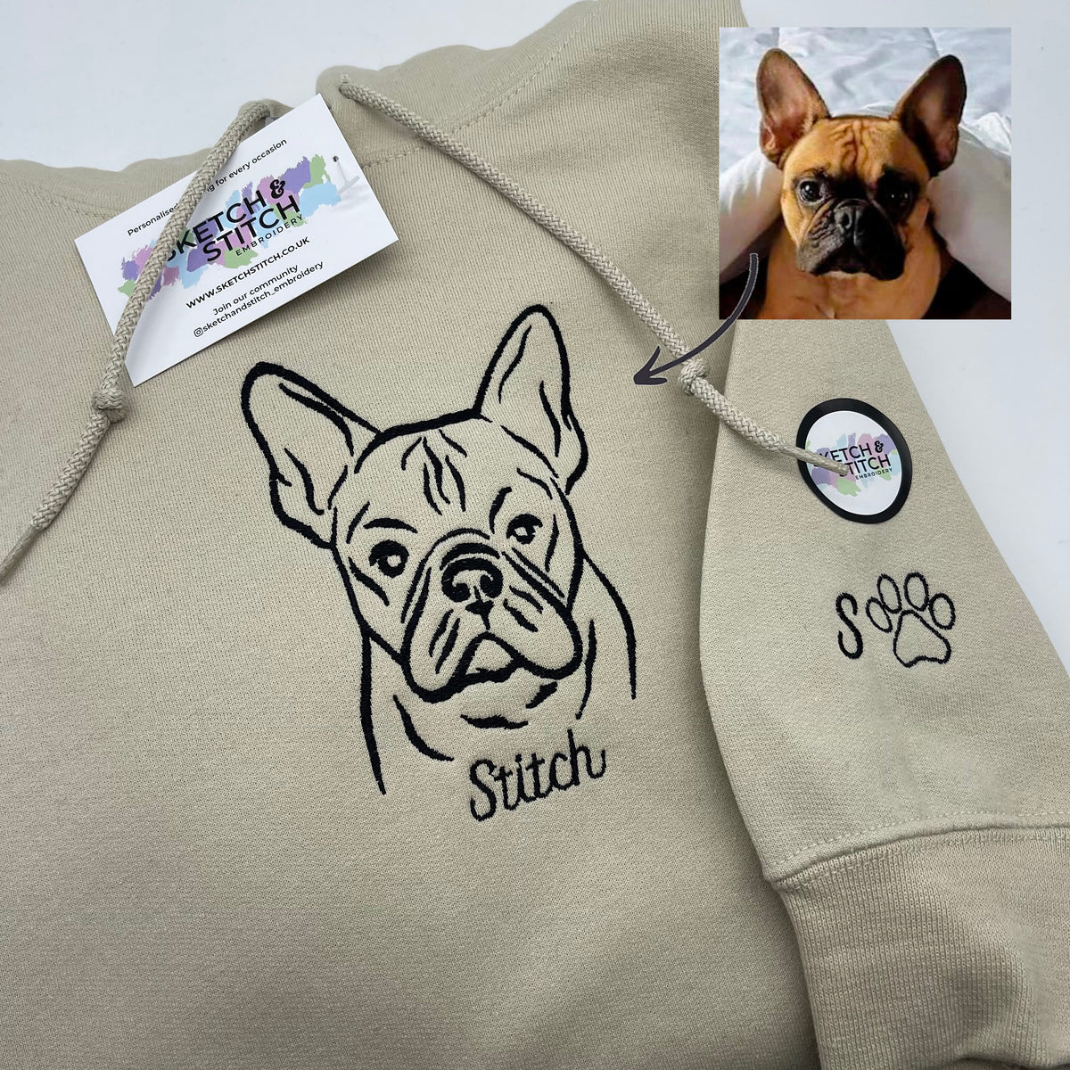 Adult hoodie personalised pet outline