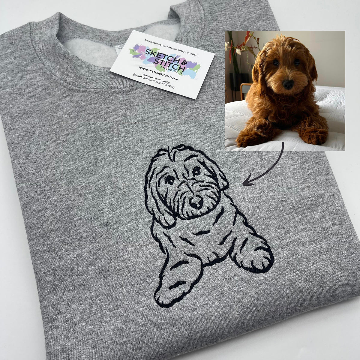 Customised Pet Outline Embroidered Adult Sweatshirt – Sofia Marino