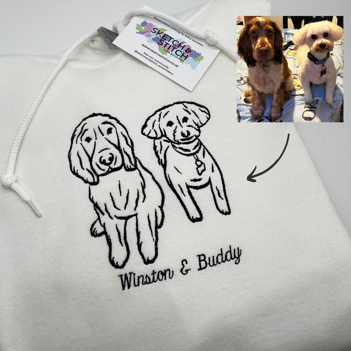 Adult hoodie personalised pet outline