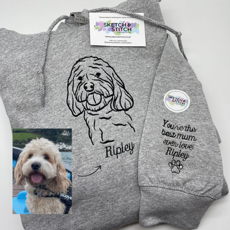 Adult hoodie personalised pet outline