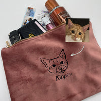 Pet portrait velvet accessory pouch