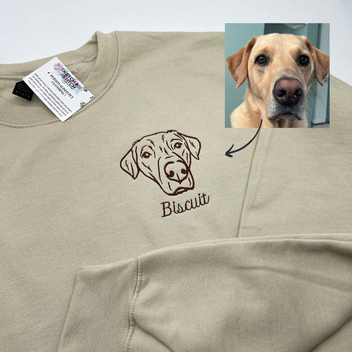 Adult sweatshirt personalised pet portrait outline - left chest