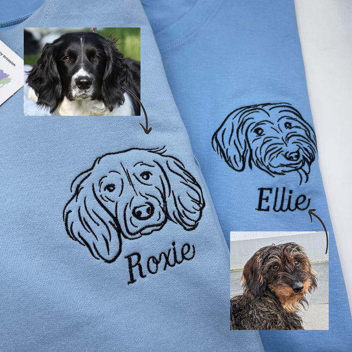 Adult sweatshirt personalised pet portrait outline - left chest