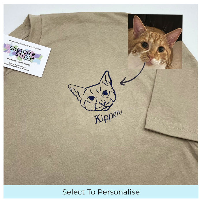 Adult t-shirt personalised pet portrait outline - left chest