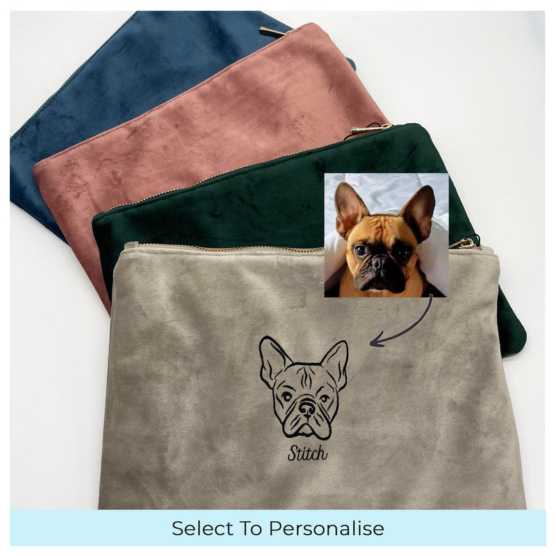 Pet portrait velvet accessory pouch