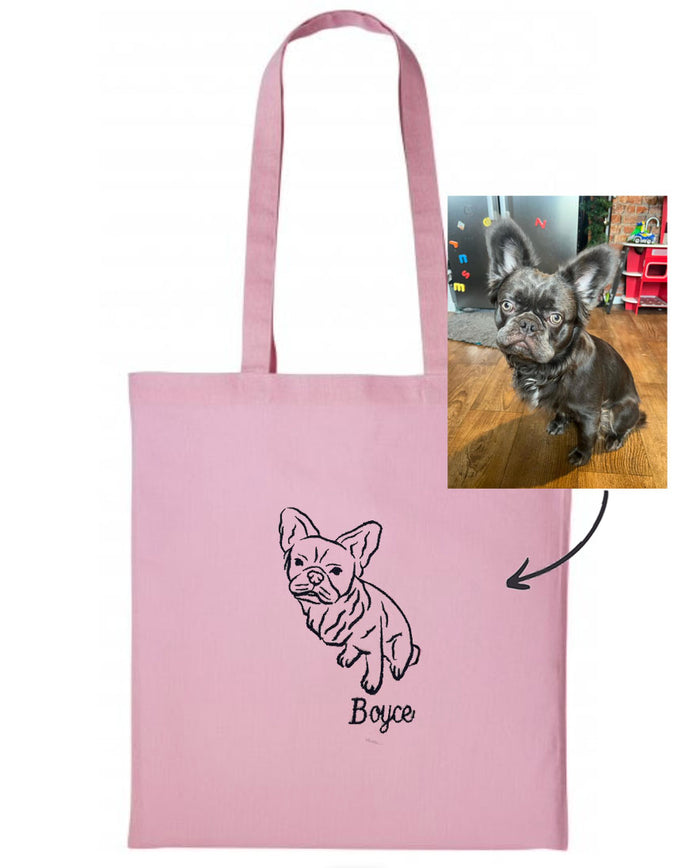 Tote bag personalised pet photo outline