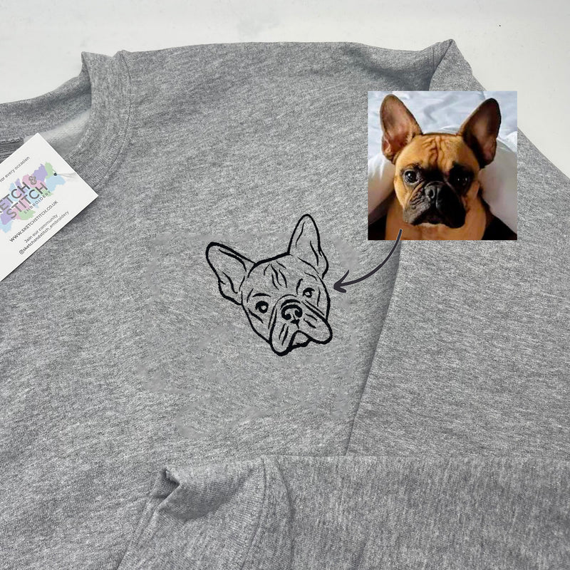 Adult sweatshirt personalised pet portrait outline - left chest