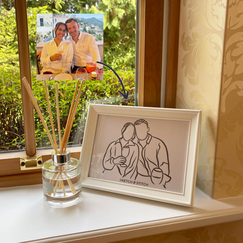 Personalised photo outline framed illustration