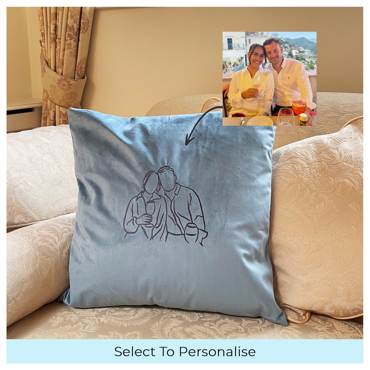 Valentine's Day gift personalised photo outline cushion