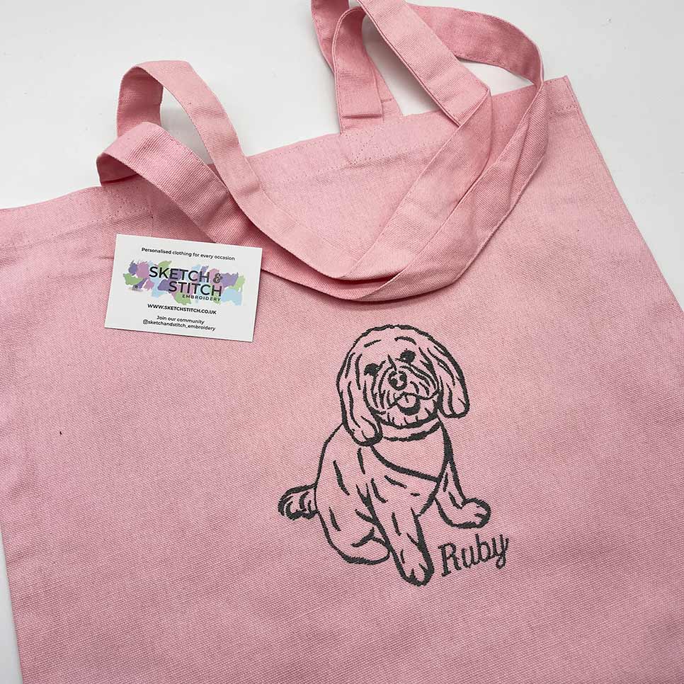 Tote bag personalised pet photo outline - Sketch & Stitch