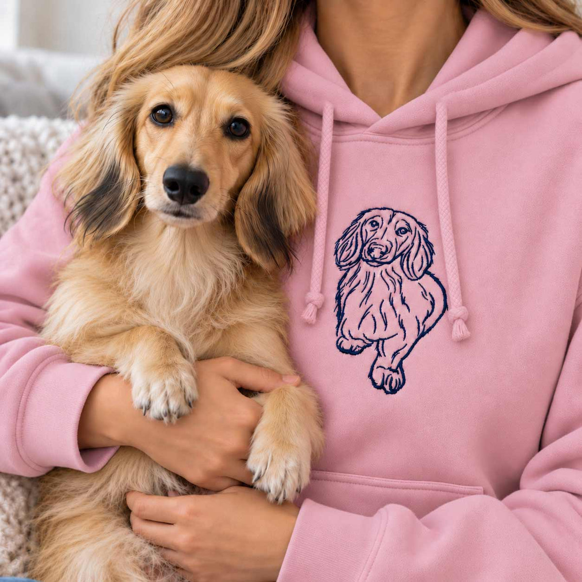 Personalised embroidered pet portrait hoodie