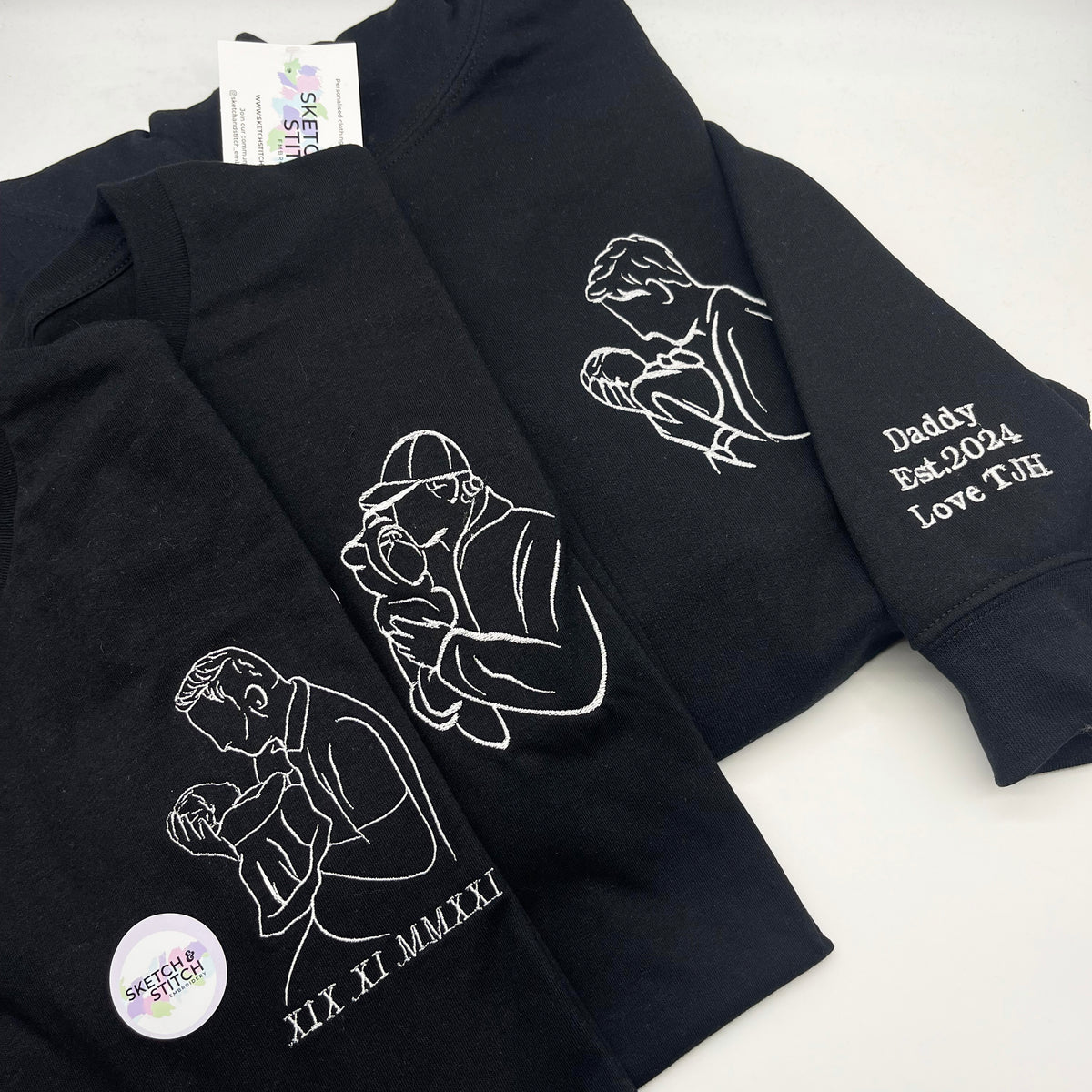 Adult sweatshirt personalised portrait outline- left chest