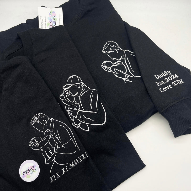 Adult sweatshirt personalised portrait outline- left chest
