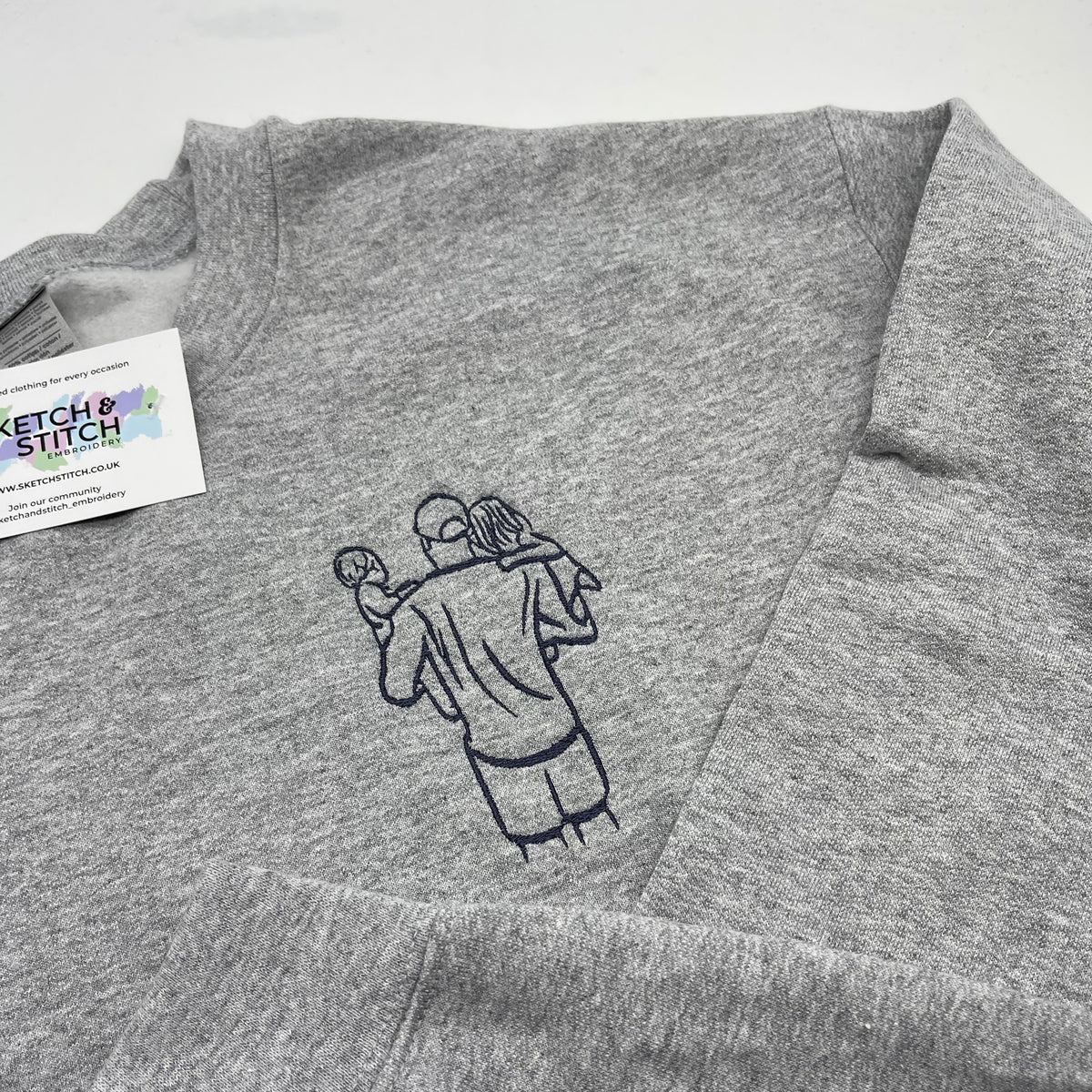 Adult sweatshirt personalised portrait outline- left chest