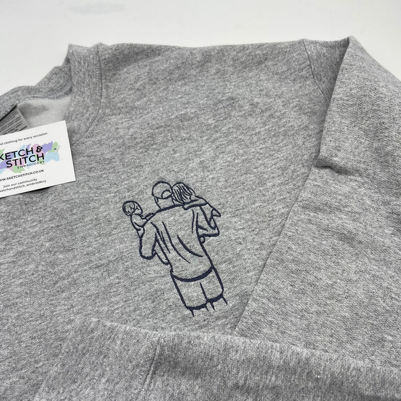 Adult sweatshirt personalised portrait outline- left chest