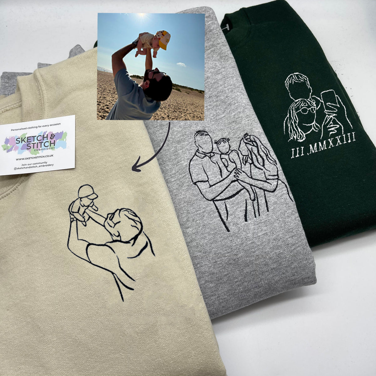 Mother's Day Personalised Portrait Outline Sweatshirt - Left Chest