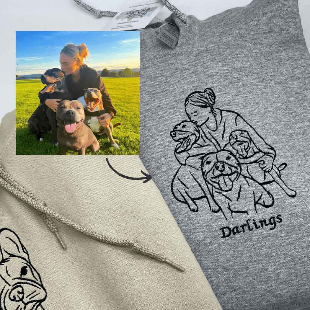 Adult hoodie personalised photo outline