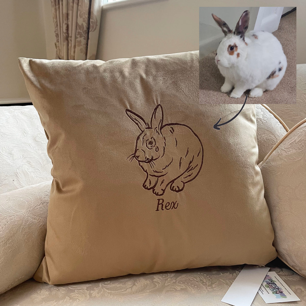 Personalised photo outline pet cushion