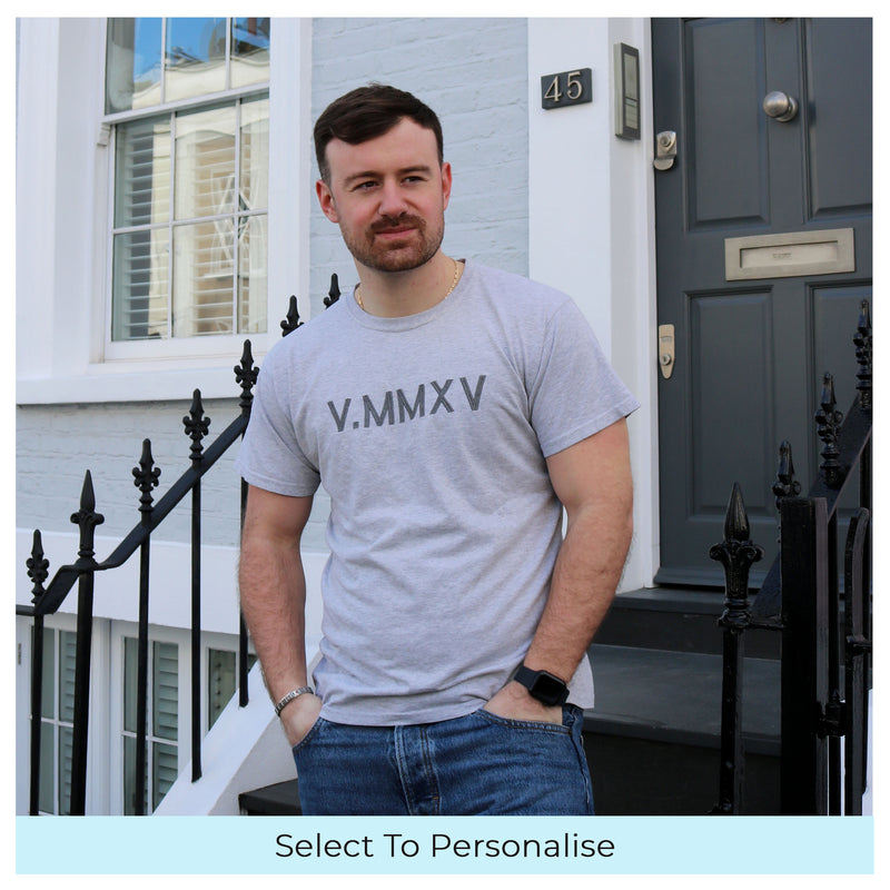 Adult t-shirt personalised roman numerals