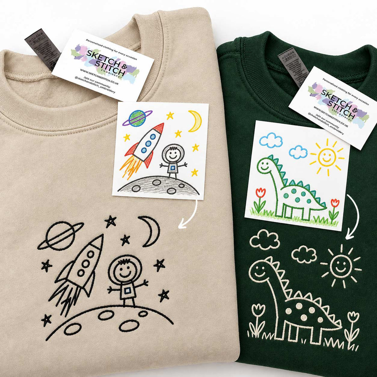 Personalised embroidered kids drawing sweatshirt